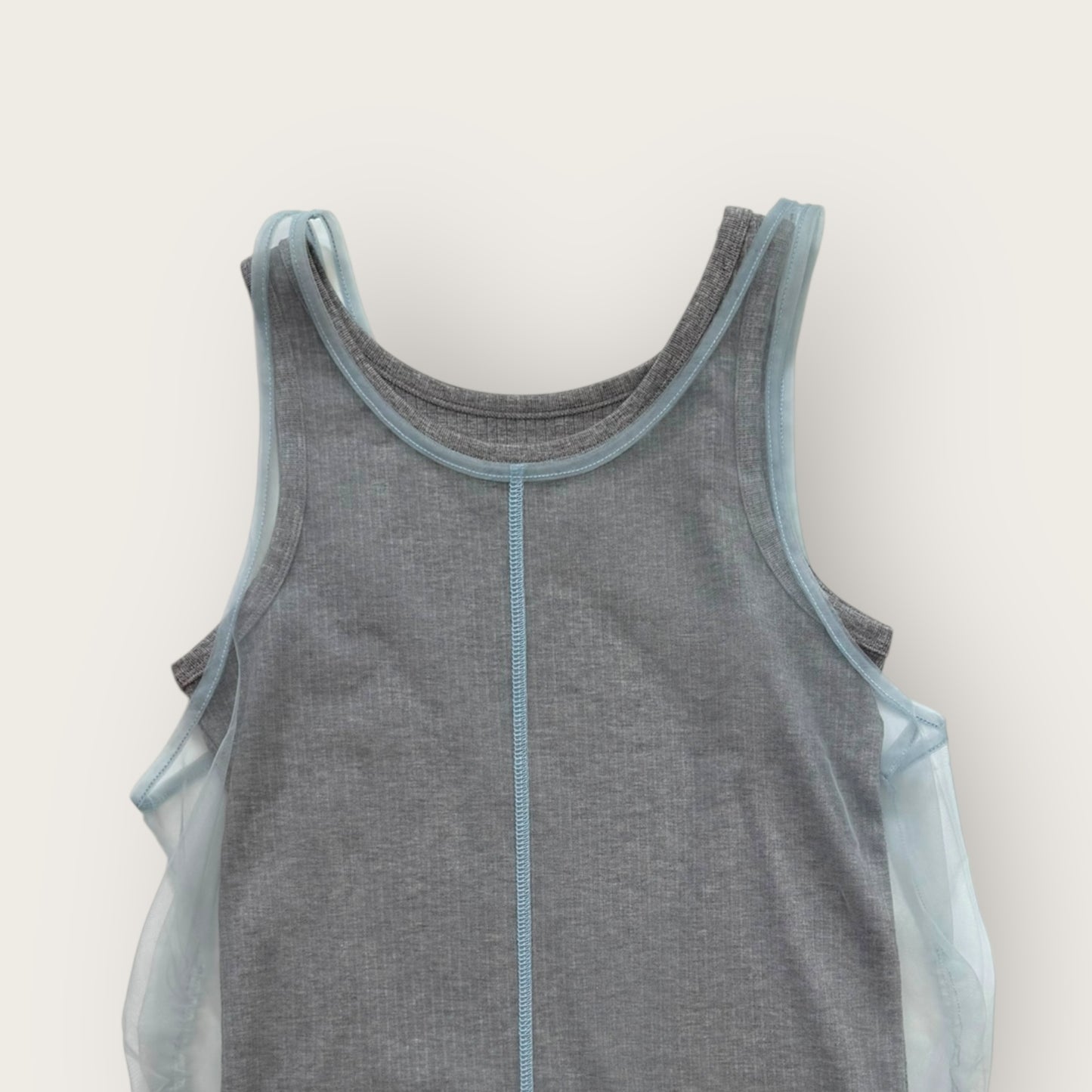 Rib x Tulle Layered Tank Top