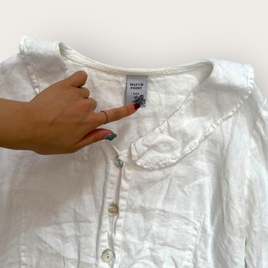 Short collar cotton cardigan