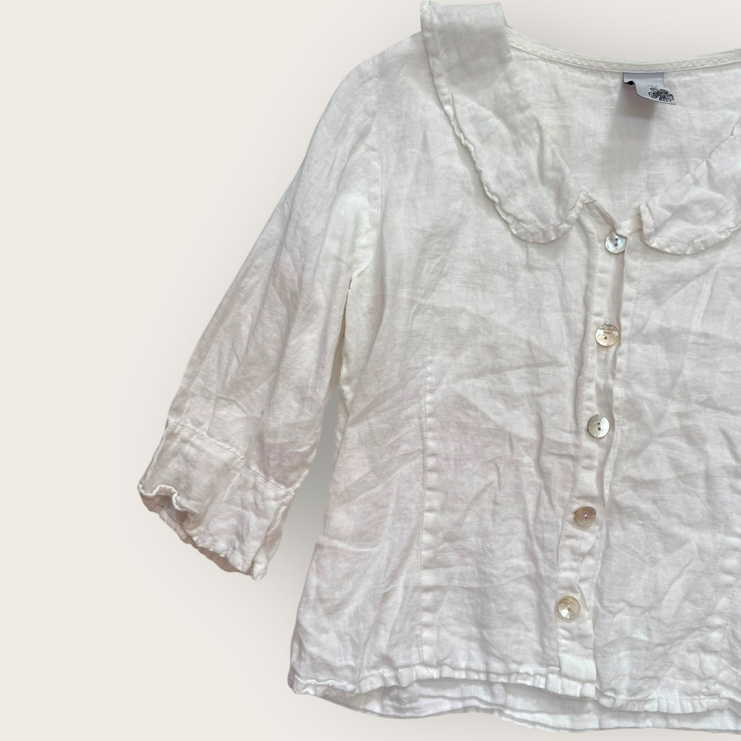 Short collar cotton cardigan