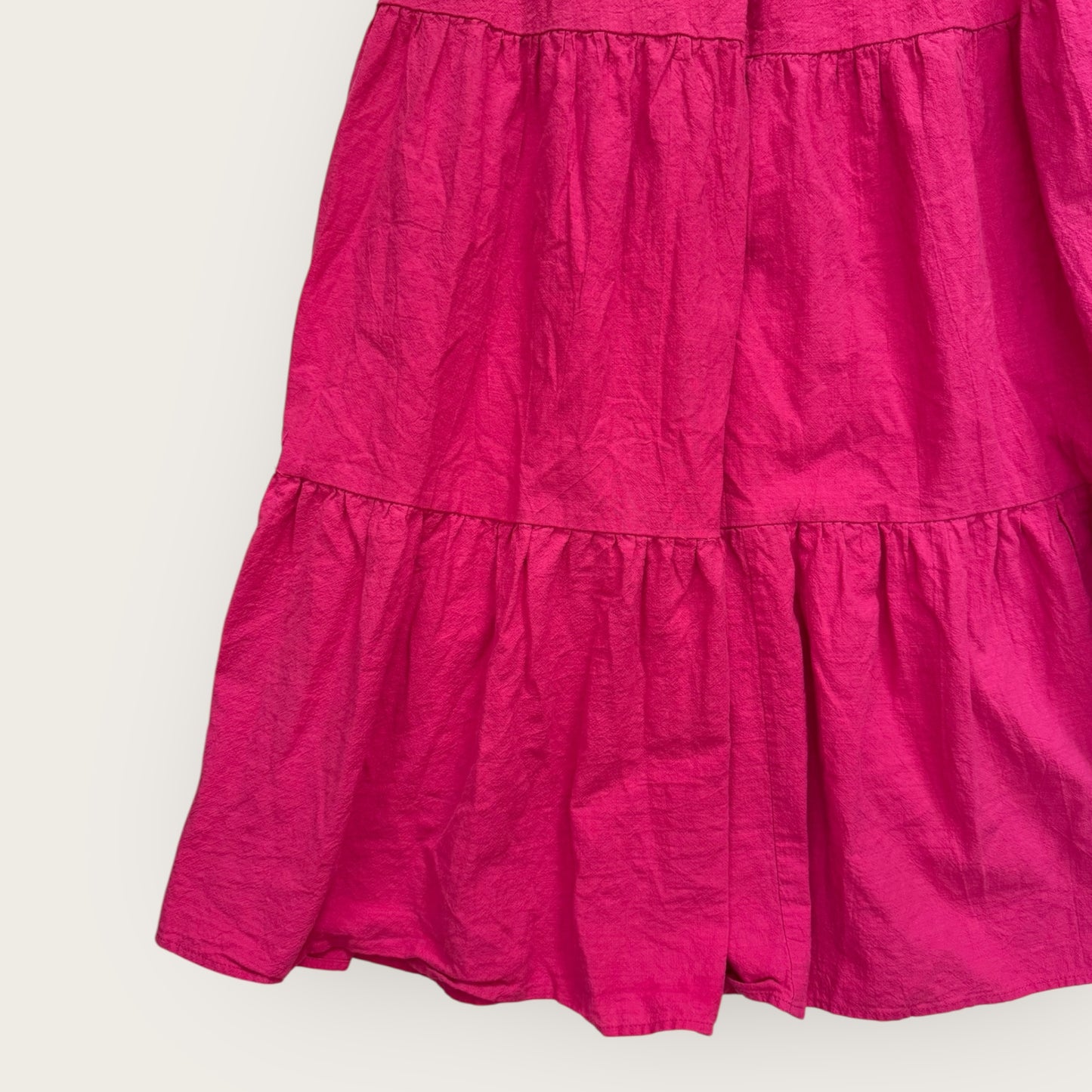Shocking pink flared skirt