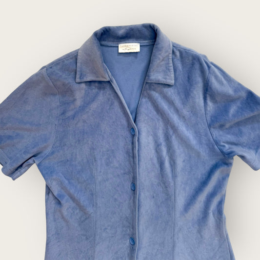 Pale blue velour midi dress