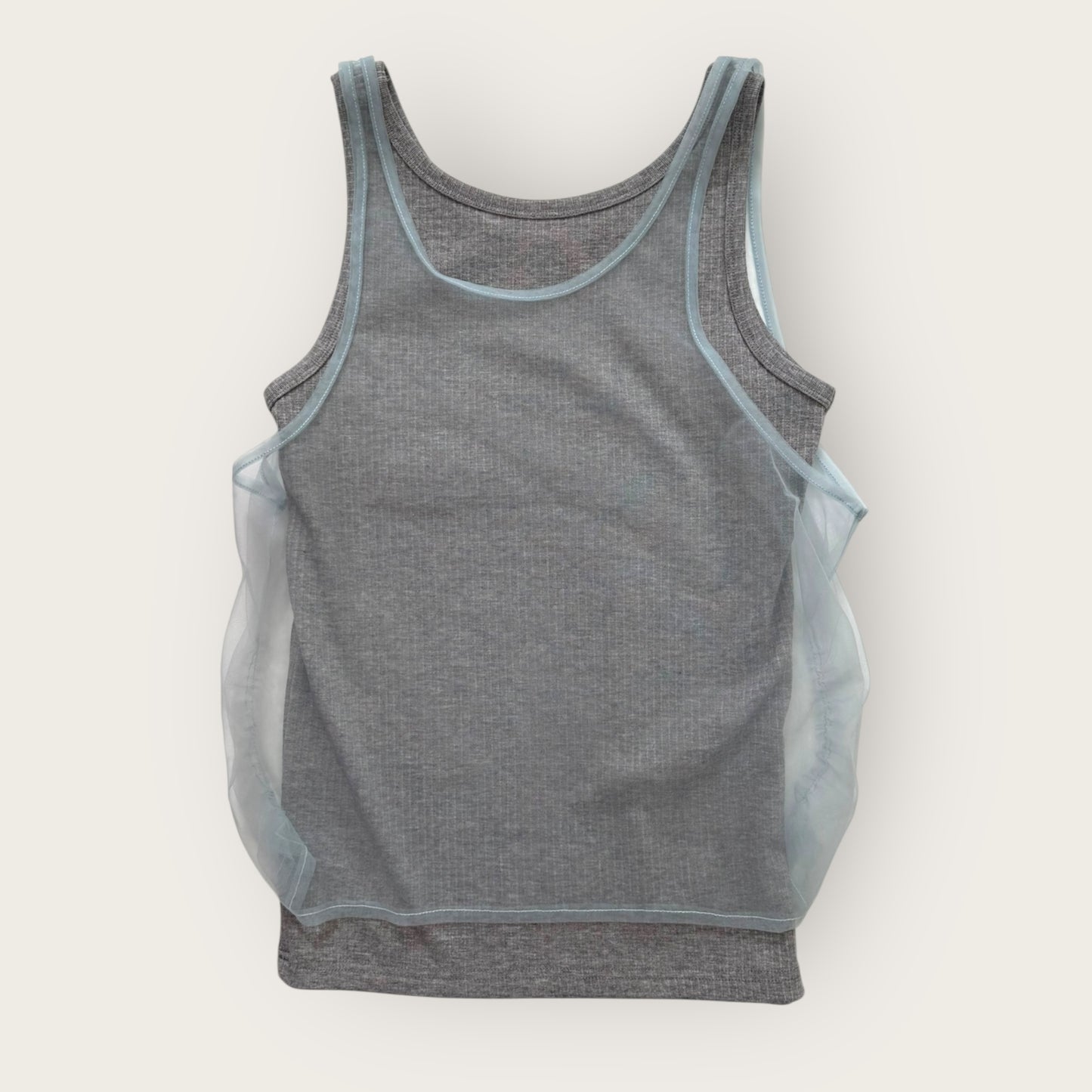 Rib x Tulle Layered Tank Top