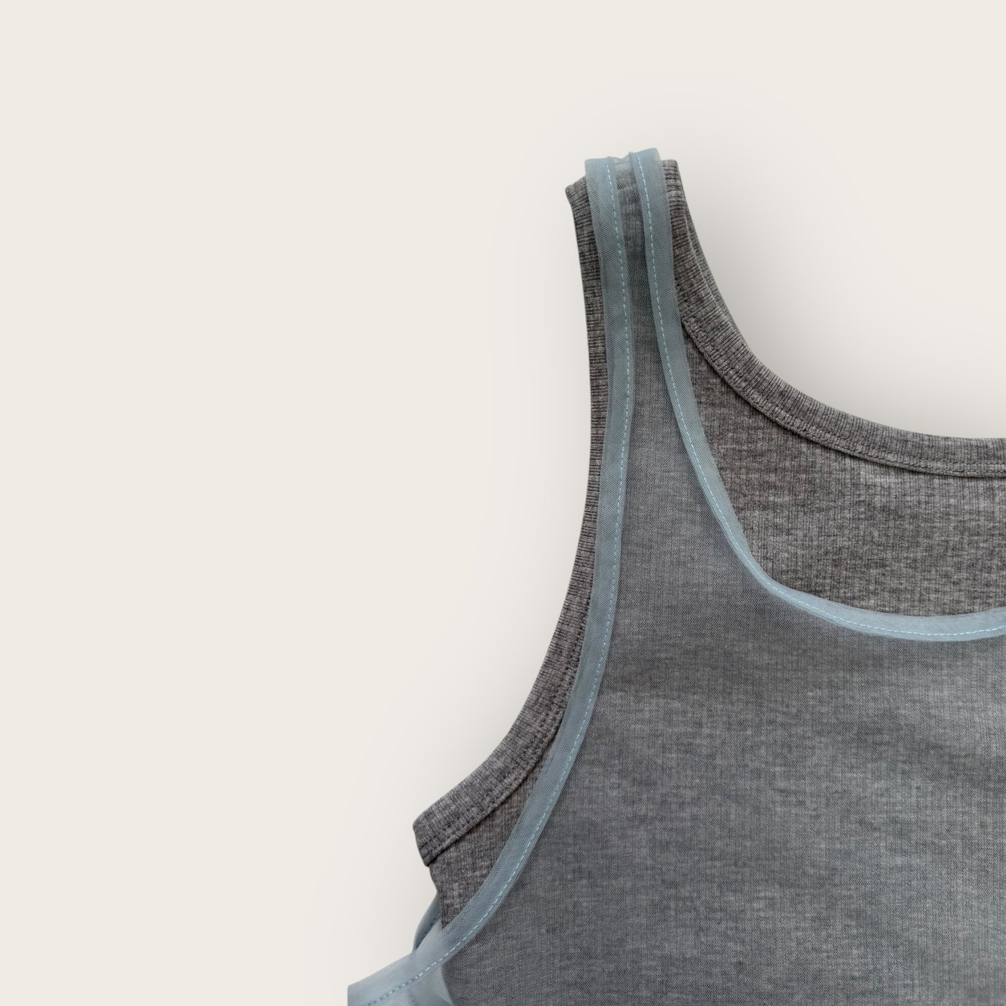 Rib x Tulle Layered Tank Top