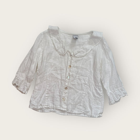 Short collar cotton cardigan