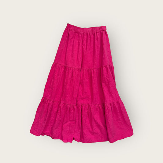 Shocking pink flared skirt